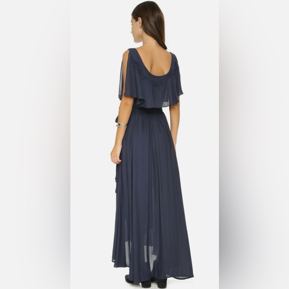 Free People Boho Embroidered Flowy Wrap V-Neck Flutter Sleeve Maxi Dress Size XS - Picture 4 of 14